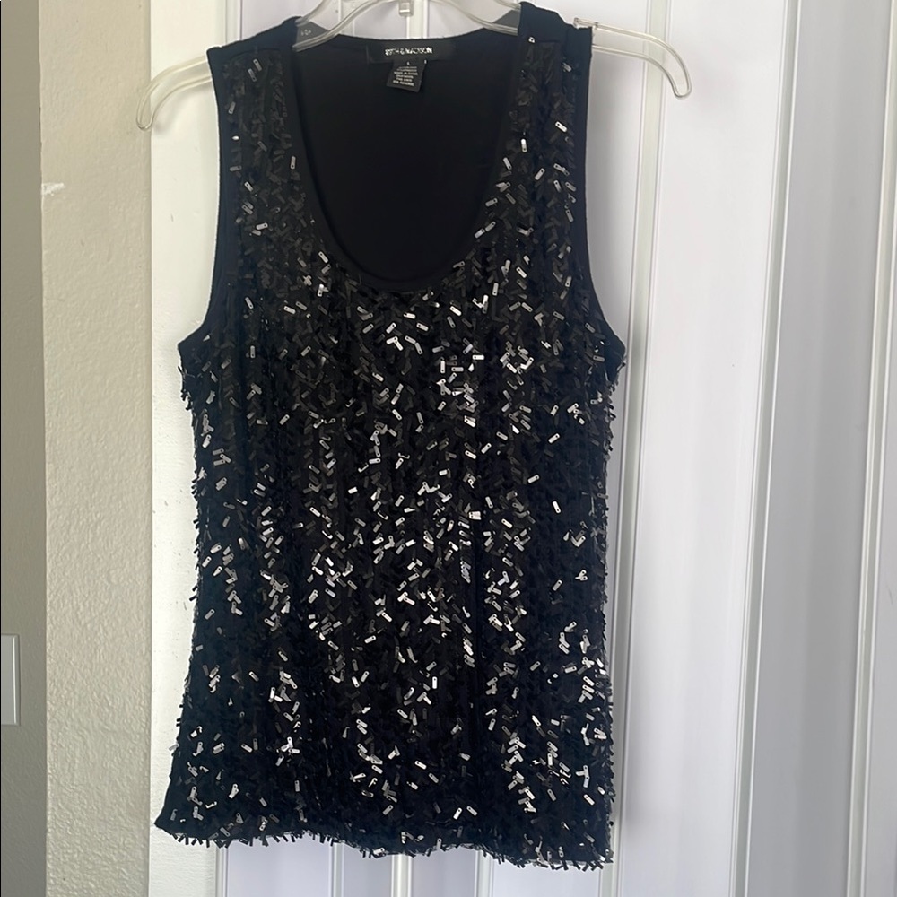 89th & madison Black Sequin Women's Top